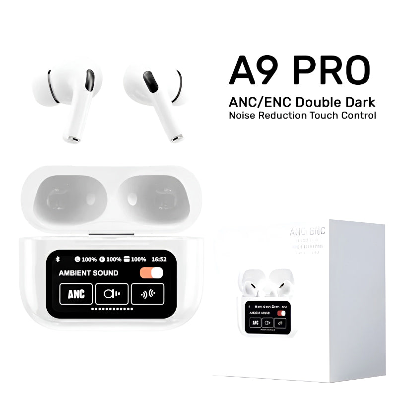 AIRPODS A9 PRO Touch Screen ANC/ENC Noise Reduction, Touch Control Wireless Headset TWS Noise Cancelling Earbud Bluetooth 5.4 Wireless Earbuds