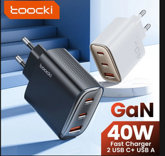 Toocki 40W GaN Quick Charger - 2 x USB-C + 1 x USB-A | Fast and Reliable Charging