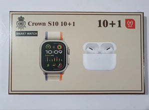 Crown S10 10+1 Smart Watch 10+1 box 2.3inch large screen with 7 strips smartwatch With Airpords2