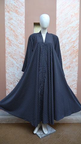 Black Dotted Printed Abaya