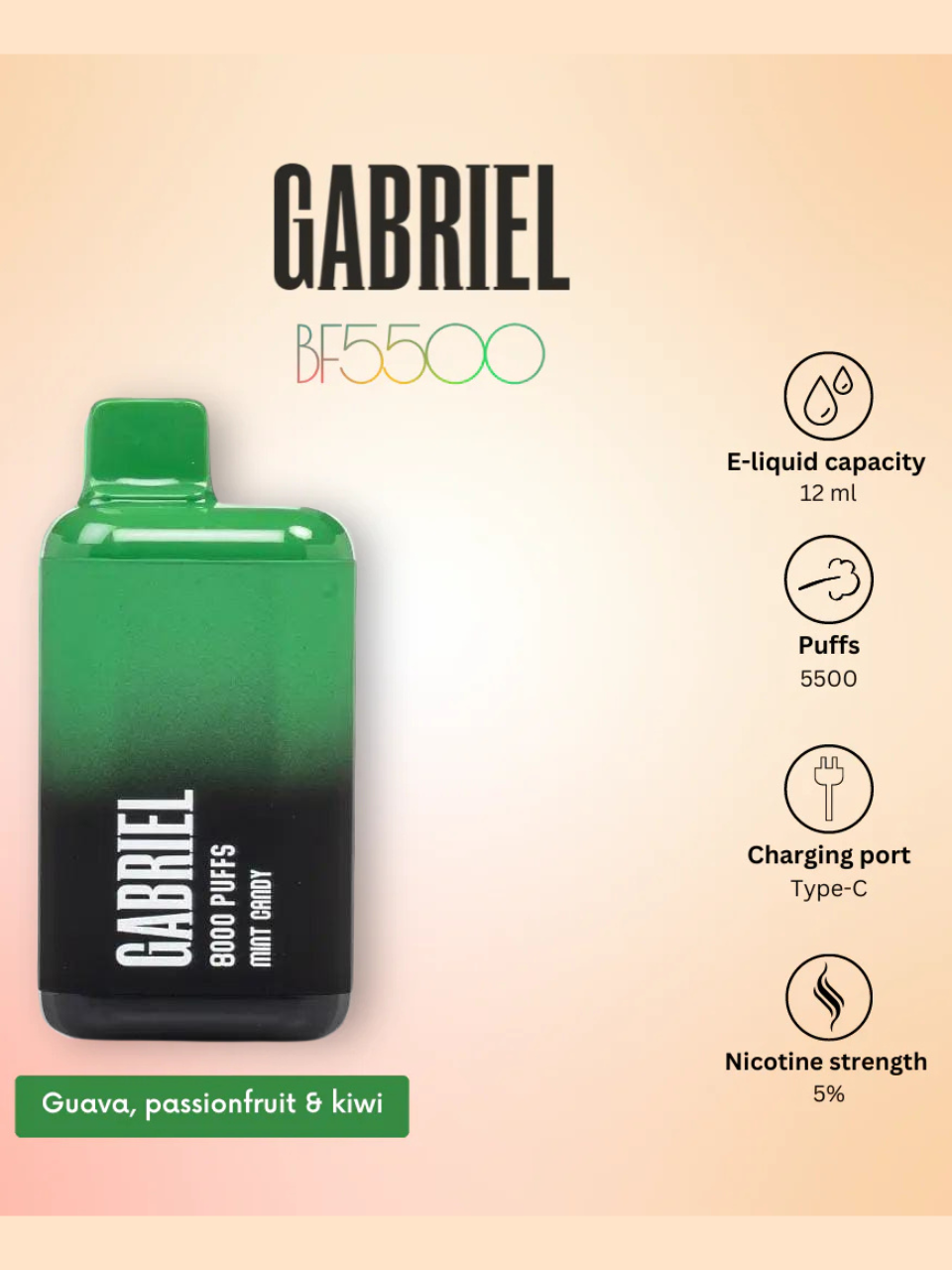 Gabriel 8000 Puffs Disposable Pod - Mint Candy Flavor